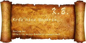 Kránicz Beatrix névjegykártya